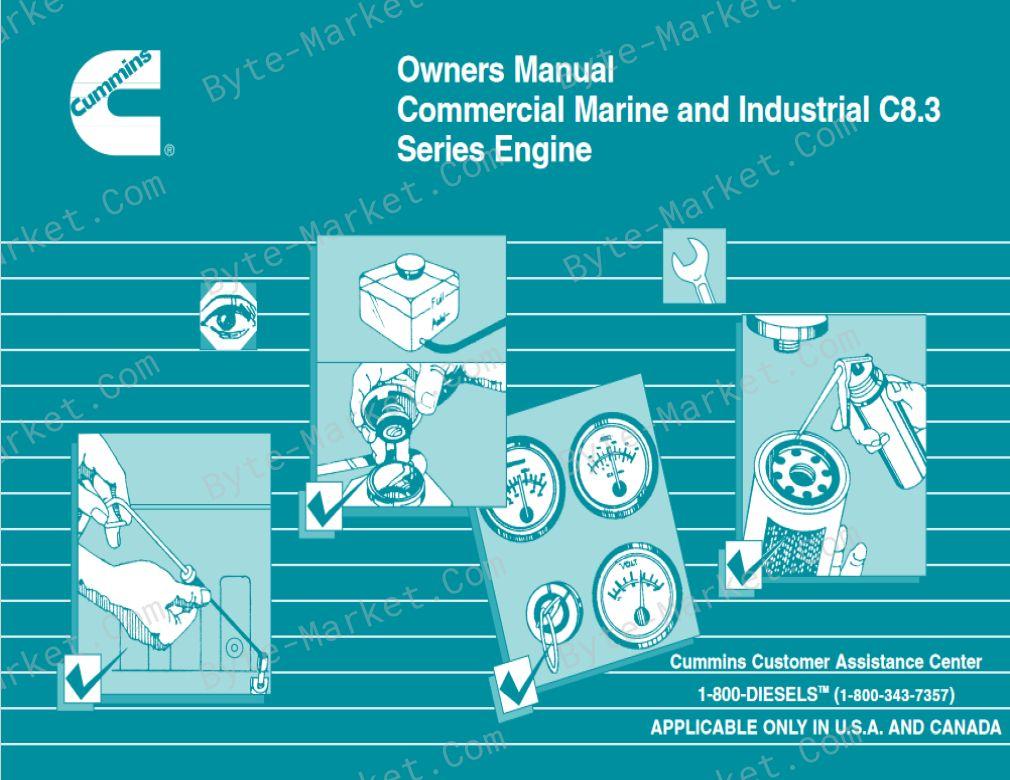 Cummins Commercial Marine and Industrial Engine C8.3  Operation and Maintenance Manual in PDF image