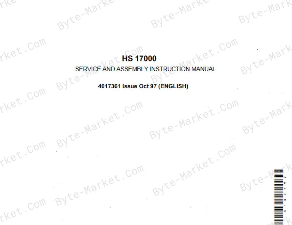 John Deere Funk HS17000 Service/Assembly Instruction Manual in PDF image