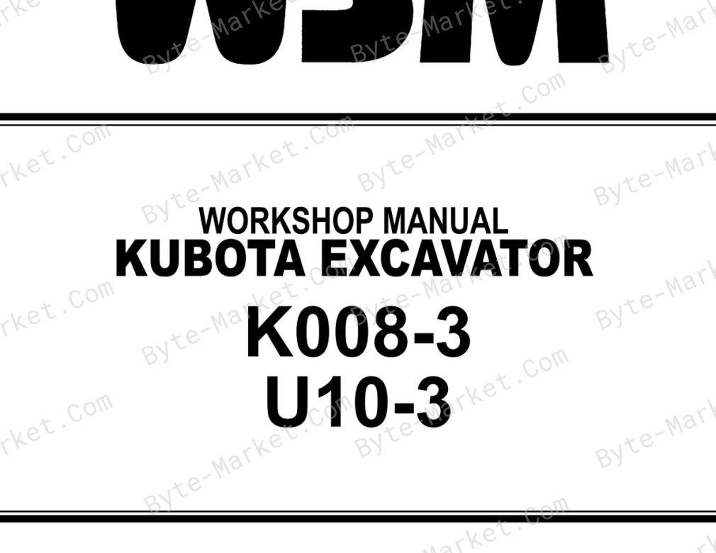 Kubota K008-3, U10-3 Workshop Manual — 97899-60731 image