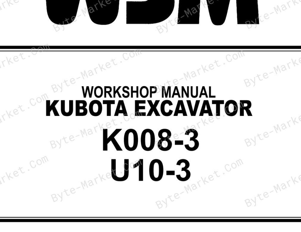 Kubota K008-3, U10-3 Workshop Manual — 97899-60732 image