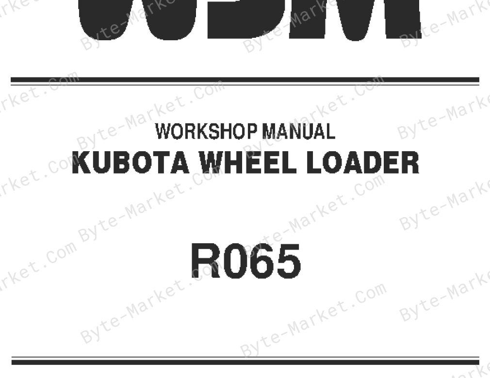 Kubota R065 Workshop Manual — RY911-22626 image