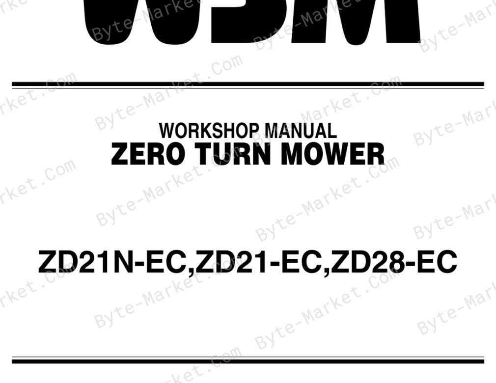 Kubota ZD21N-EC, ZD21-EC, and ZD28-EC Workshop Manual — 9Y011-15151 image