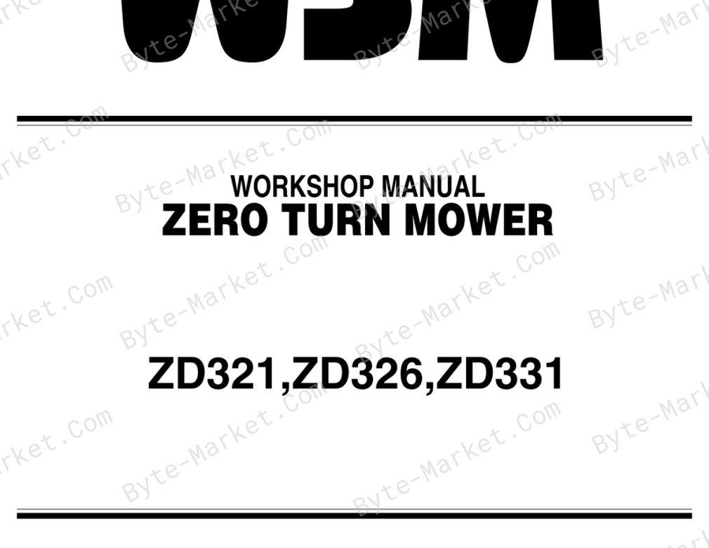 Kubota ZD321, ZD326, and ZD331 Workshop Manual — 9Y111-00092 image