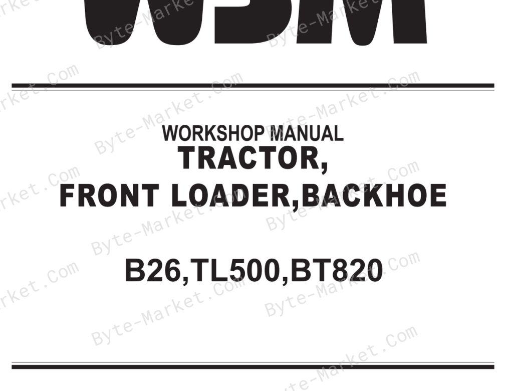 Kubota B26, TL500, and BT820 Workshop Manual — 9Y111-00048 image