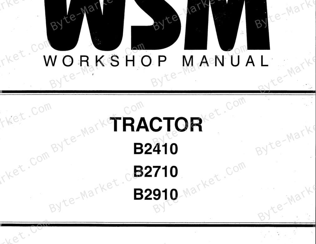 Kubota B2410, B2710, and B2910 Workshop Manual — 9Y011-13031 image