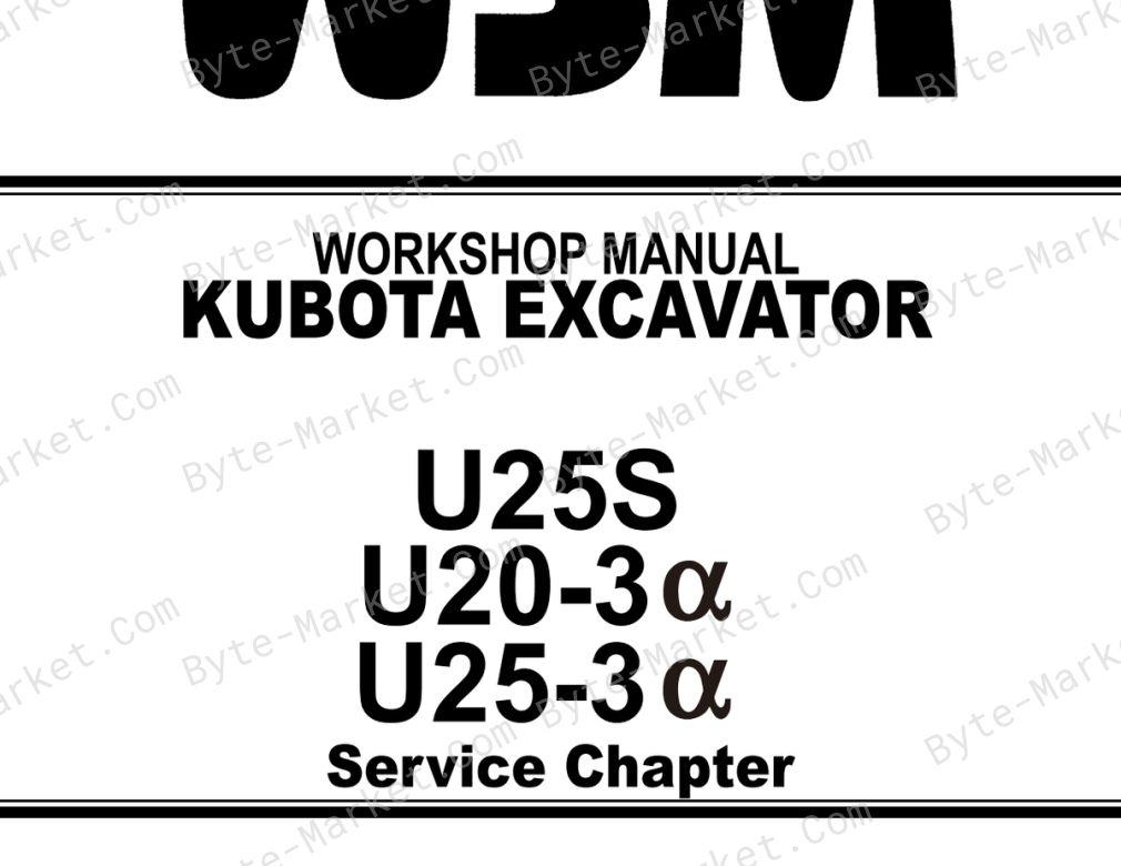Kubota U20-3, U25-3, and U25S Workshop Manual — 97899-61500 image