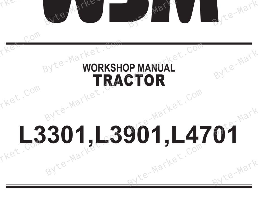 Kubota L3301, L3901, and L4701 Workshop Manual — 9Y111-10123 image