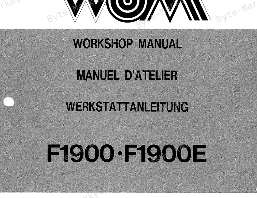 Kubota F1900, and F1900E Workshop Manual — 07916-32032 image