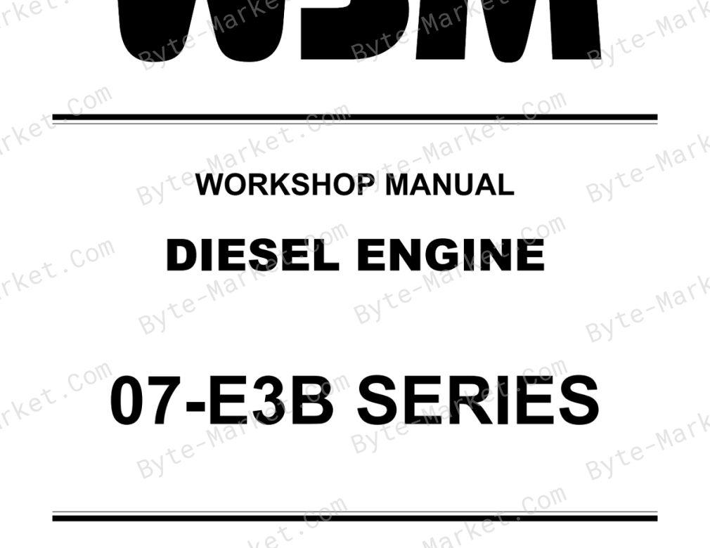Kubota V2607-DI-E3B, V2607-DI-T-E3B, V3007-DI-T, V3307-DI-T-E3B, V3307-T, V3007-DI-T-E3B, V3007-DI-E3B, and V3307-DI-E3B Workshop Manual — 9Y311-01050 image