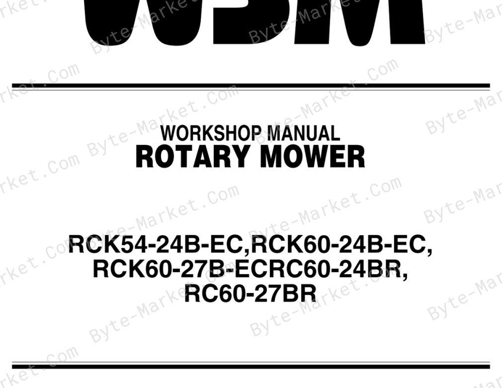 Kubota RCK54-24B-EC, RCK60-24B-EC, RCK60-27B-EC, RC60-24BR, and RC60-27BR Workshop Manual — 9Y011-17110 image