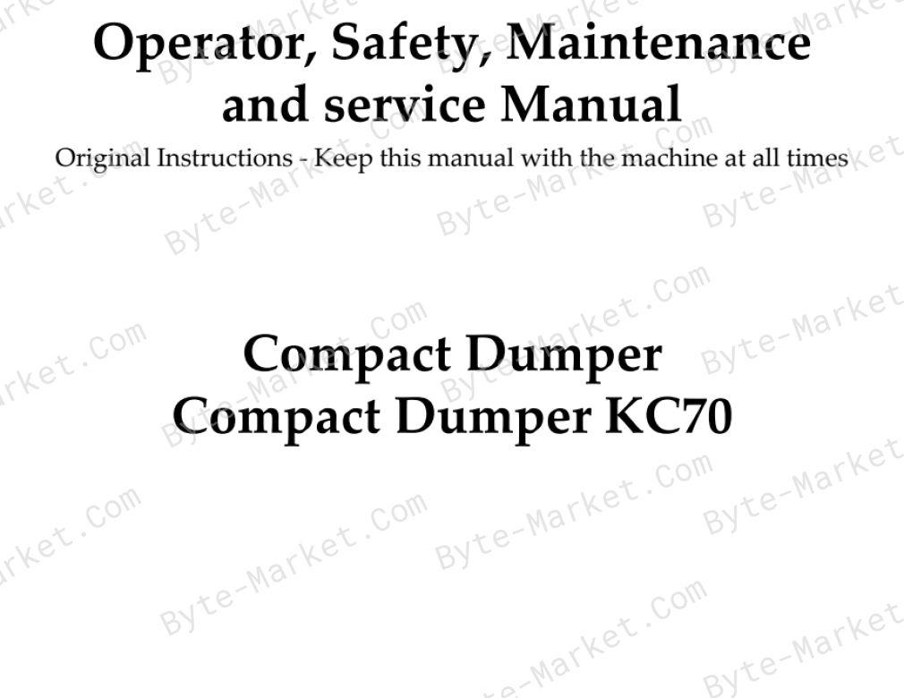 Kubota KC70 Operator, Safety, Maintenance and Service Manual — MUKC70021801 image