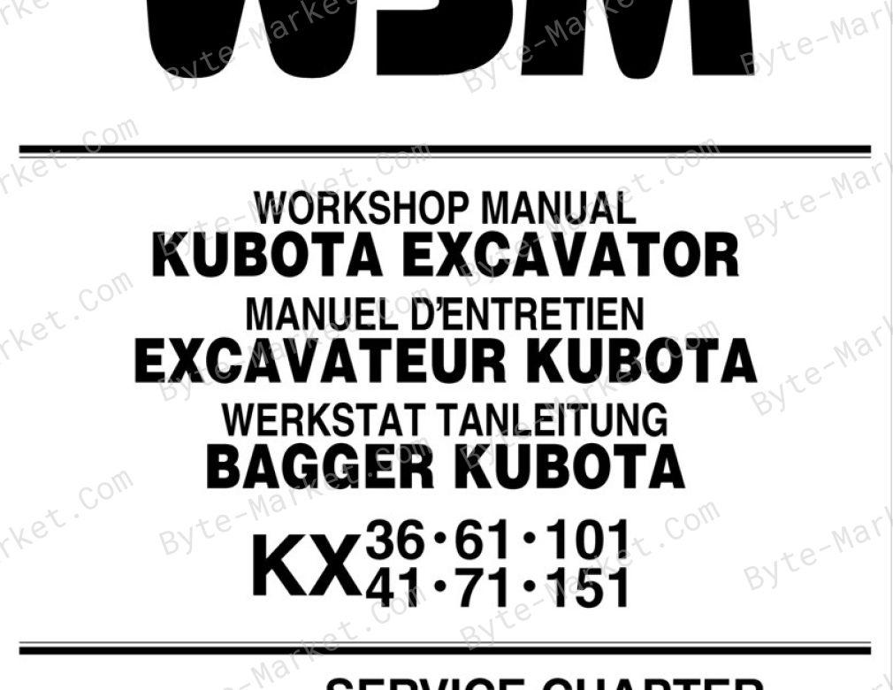 Kubota KX36, KX61, KX101, KX41, KX71, and KX151 Workshop Manual — 97899-60283 image