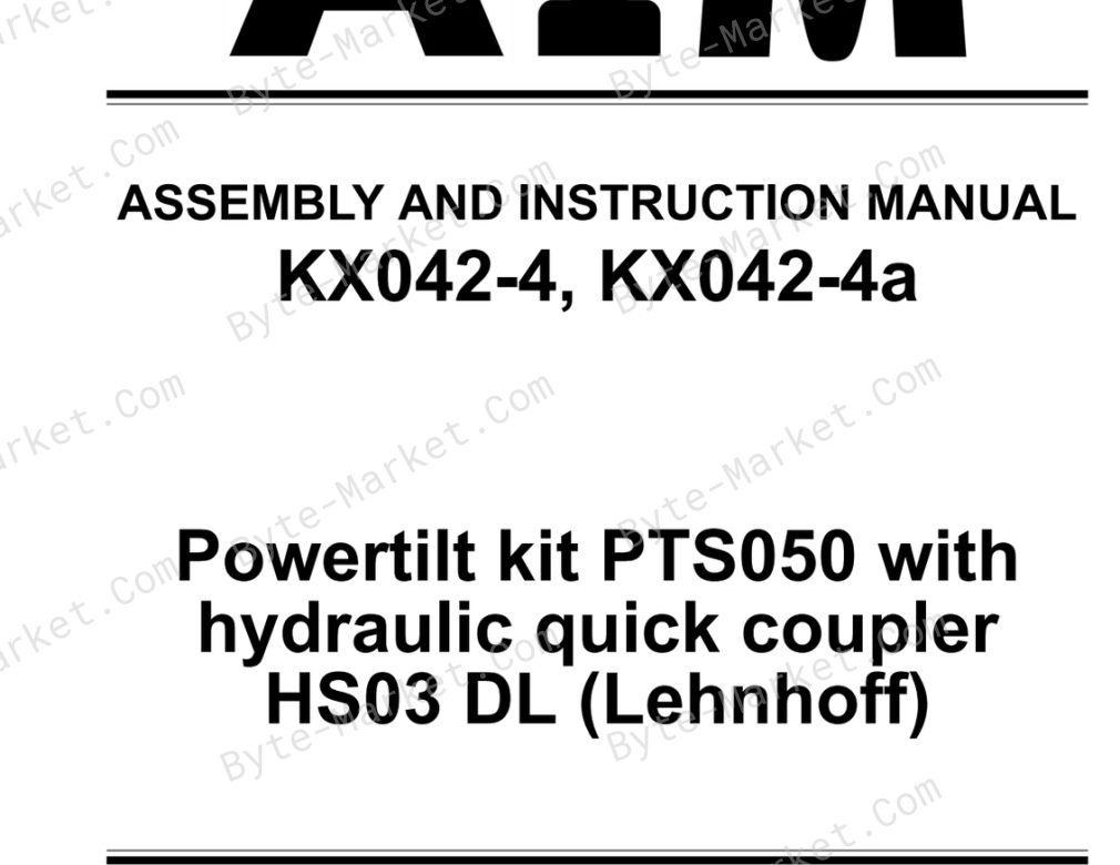 Kubota KX042-4, and KX042-4A Assembly and Instruction Manual — W92AA-P2U1-4 image