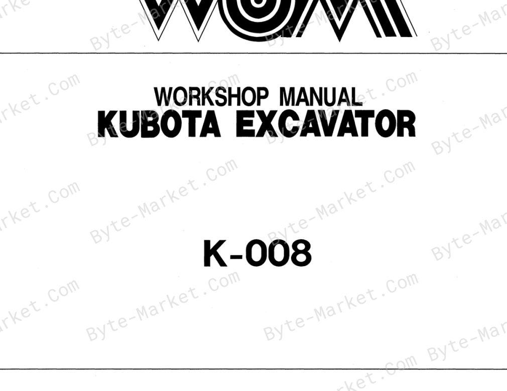 Kubota K-008 Workshop Manual — 97899-60471 image