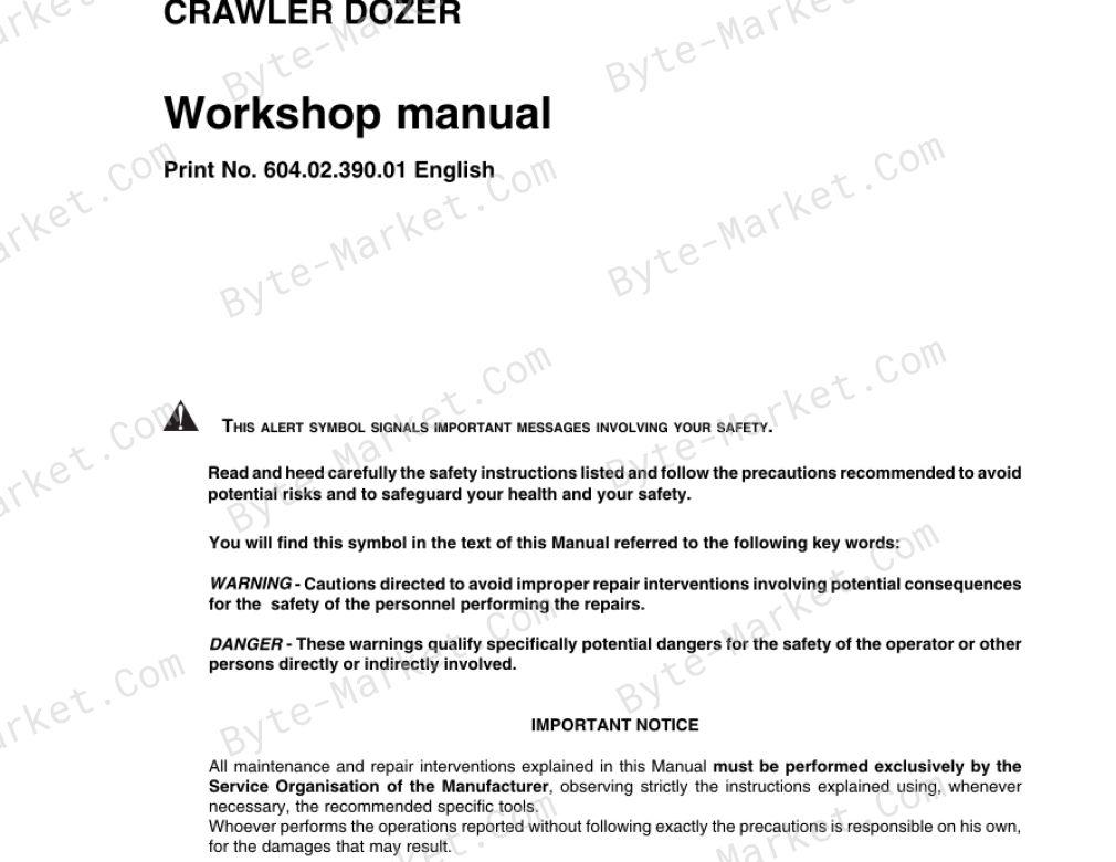 New Holland D180 Crawler Dozer (Tier 2) Workshop Manual — 604.02.390.01 image