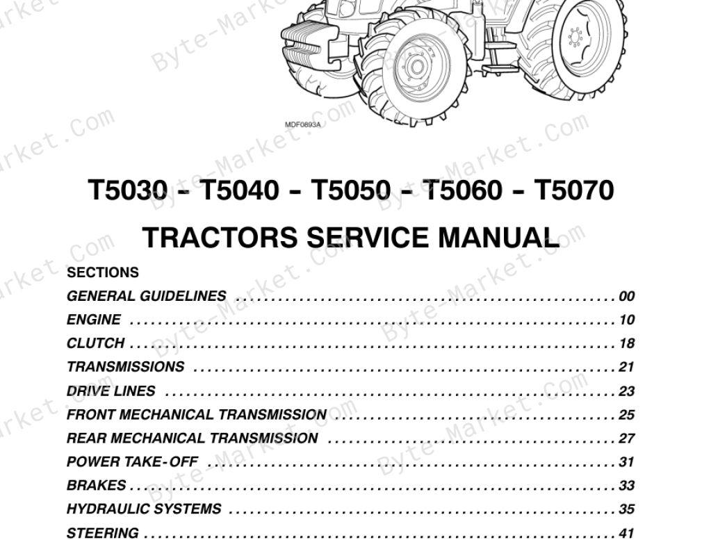 New Holland T5030, T5040, T5050, T5060, and T5070 Service Manual — 87679925A image