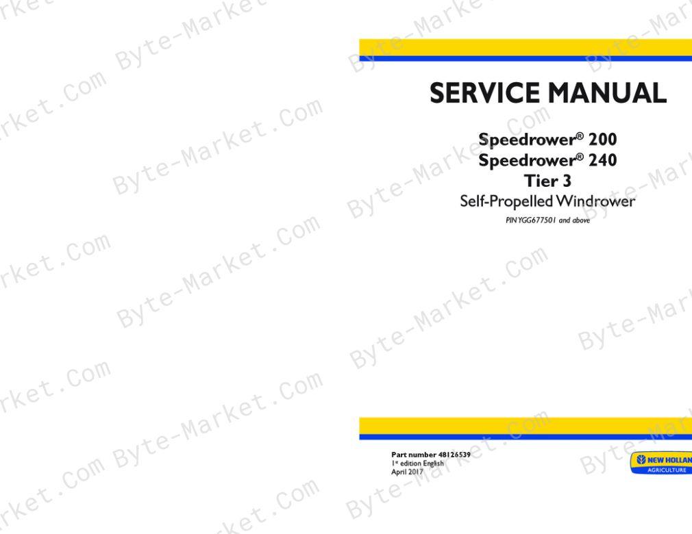 New Holland Speedrower 200/240 Tier 3 Service Manual image