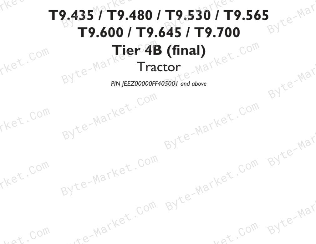 New Holland T9.435, T9.480, T9.530, T9.565, T9.600, T9.645, and T9.700 Tractor Service Manual — 48193205 image