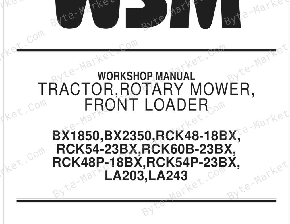 Kubota BX1850/BX2350 Tractor, Mower & Loader Workshop Manual image
