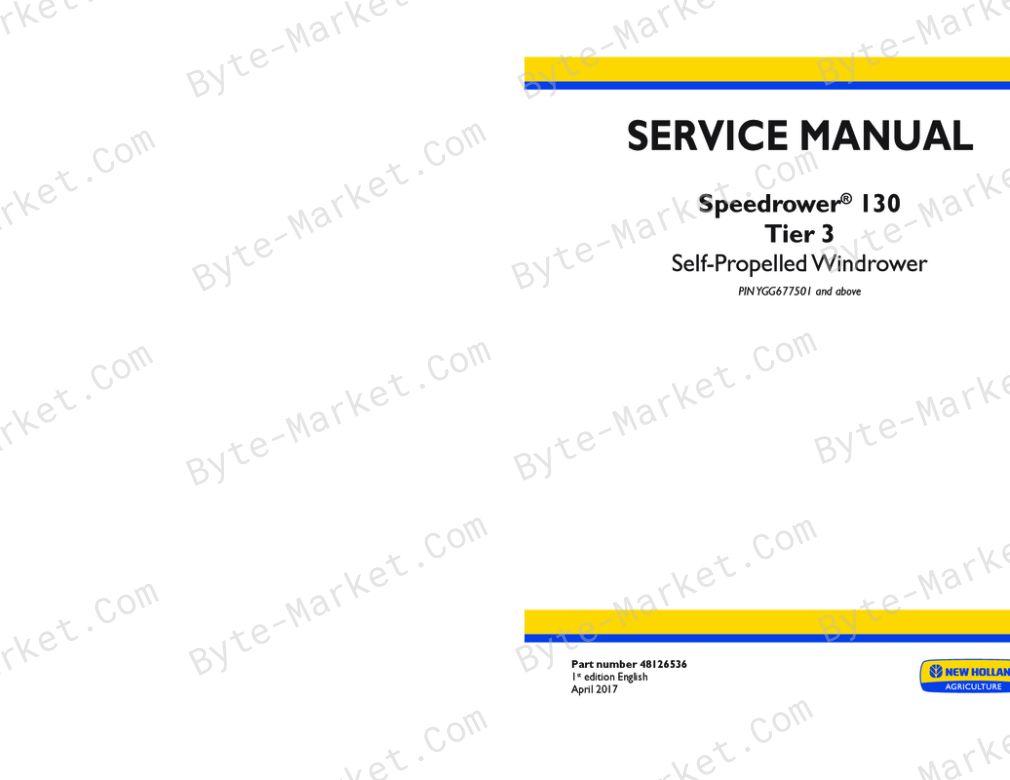 New Holland Speedrower 130 Containerized. / Tier 3 Service Manual image