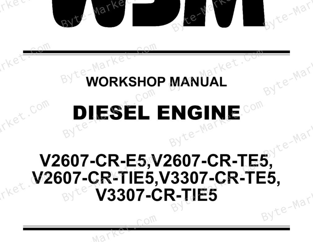 Kubota V2607-CR-E5/V2607-CR-TE5/V2607-CR-TIE5/V3307-CR-TE5/V3307-CR-TIE5 Workshop Manual image