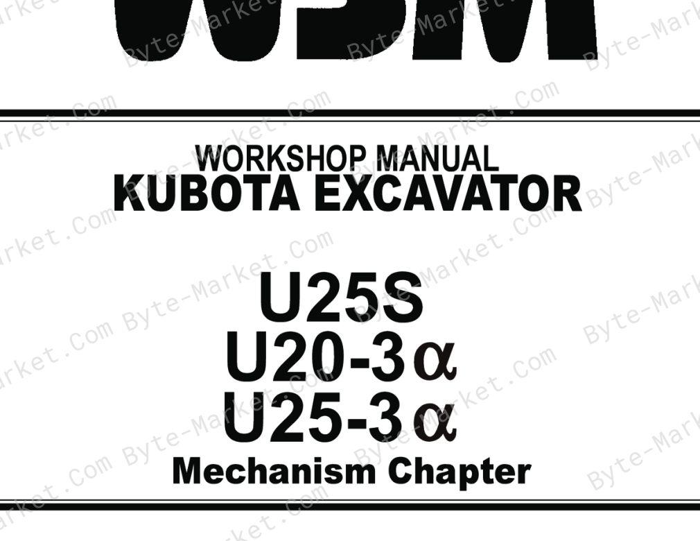 Kubota U20-3/U25-3/U25S Mechanism Chapter Workshop Manual | 97899-61490 image