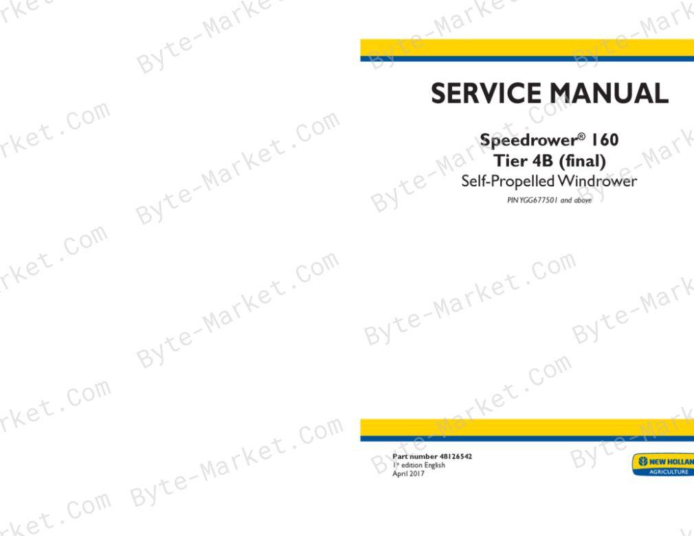 New Holland Speedrower 160 Tier 4b (final) Service Manual image