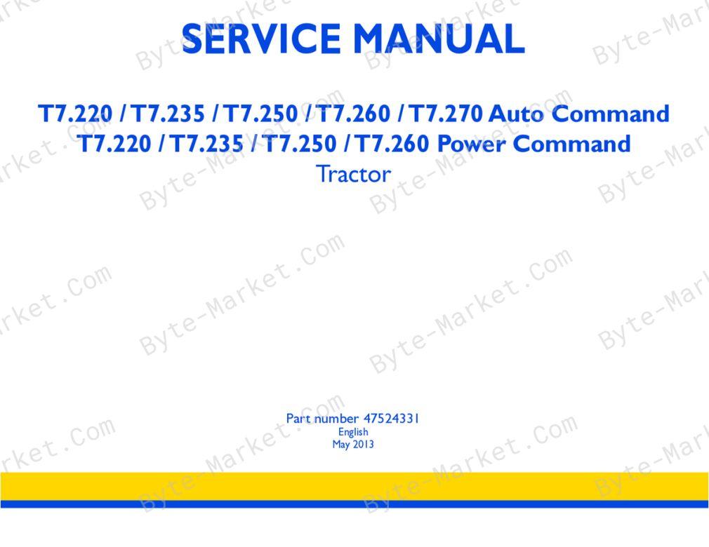 New Holland T7.220–T7.270 AutoCommand / T7.220–T7.260 Power Command Service Manual image