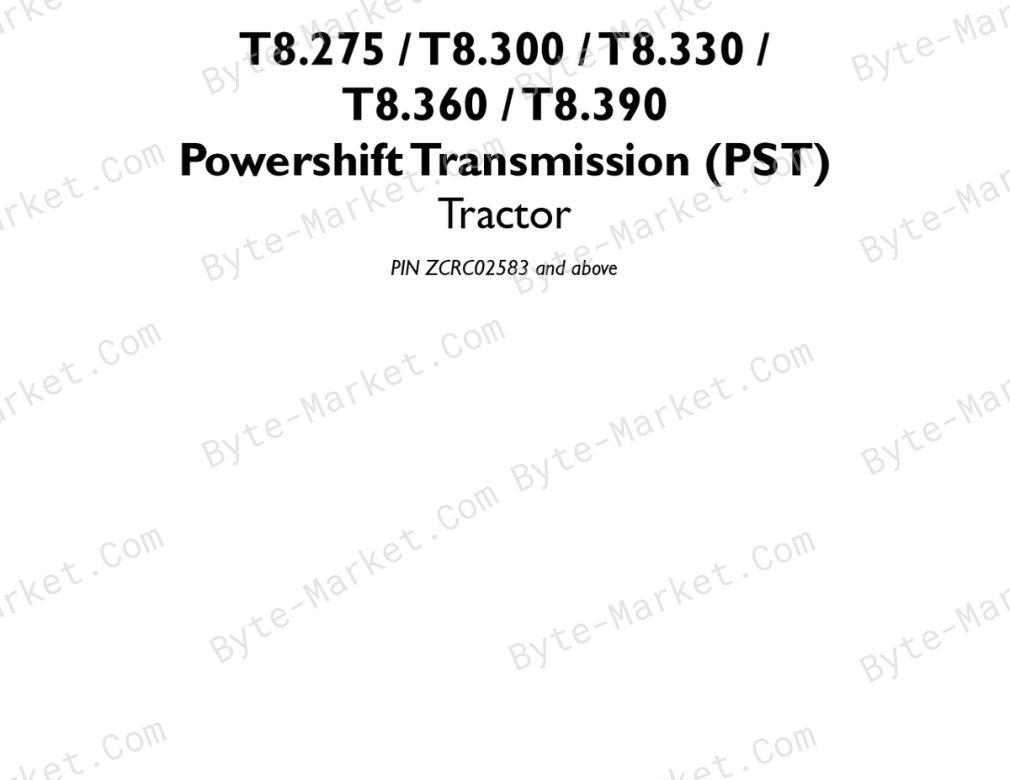 New Holland T8.275/T8.300/T8.330/T8.360/T8.390 PST Service Manual image