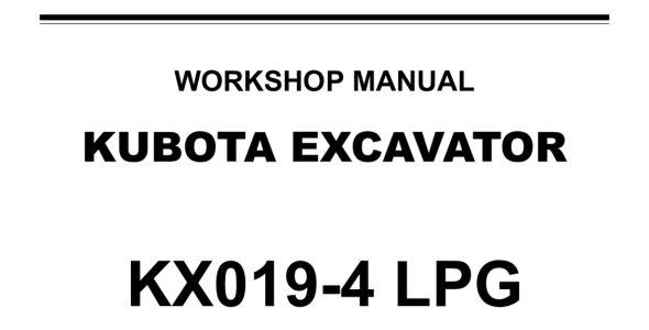 Kubota KX019-4 Workshop Manual — RY911-29401 image