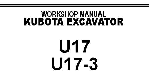 Kubota U17, and U17-3 Workshop Manual — 97899-61970 image