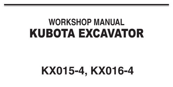 Kubota KX015-4, and KX016-4 Workshop Manual — RY911-20939 image