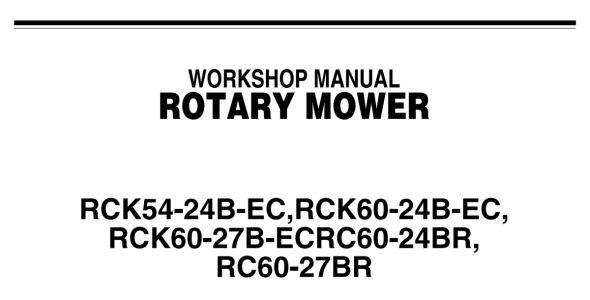 Kubota RCK54-24B-EC, RCK60-24B-EC, RCK60-27B-EC, RC60-24BR, and RC60-27BR Workshop Manual — 9Y011-17110 image