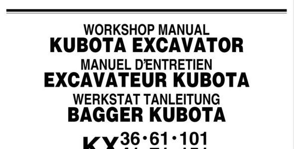 Kubota KX36, KX61, KX101, KX41, KX71, and KX151 Workshop Manual — 97899-60283 image
