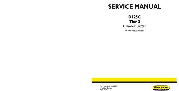 New Holland D125C PAT Blade, LT/WT - Tier 2 Service Manual image